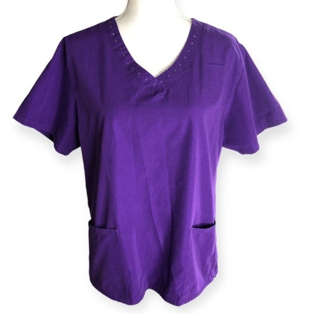 Baby Phat Purple Studded V-neck Short Sleeve Scrubs